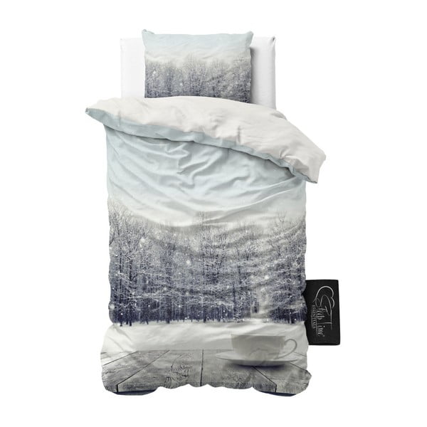 Lenjerie de pat din micropercal Sleeptime Winter Coffee, 140 x 220 cm