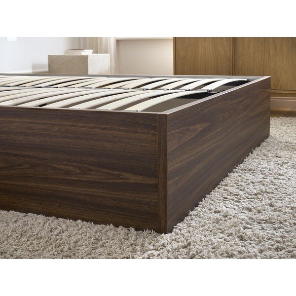 Pat matrimonial maro închis din  placă aglomerată de lemn cu aspect de lemn de mesteacăn cu spațiu de depozitare/fără tăblie cu somieră 140x190 cm Mara – Bobochic Paris-image-4
