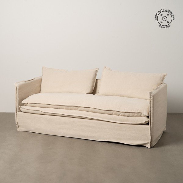Canapea crem cu tapițerie din in 210 cm – Ixia-image-1