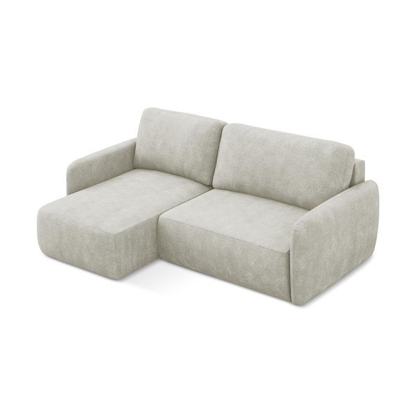 Colțar crem extensibil/cu spațiu de depozitare cu tapițerie din chenille (cu colț pe partea stângă/cu șezlong) Lilo – Makamii-image-2