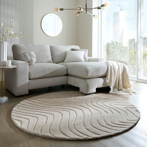 Covor crem țesut manual rotund din lână ø 160 cm Mesmerise Natural – Flair Rugs-image-1