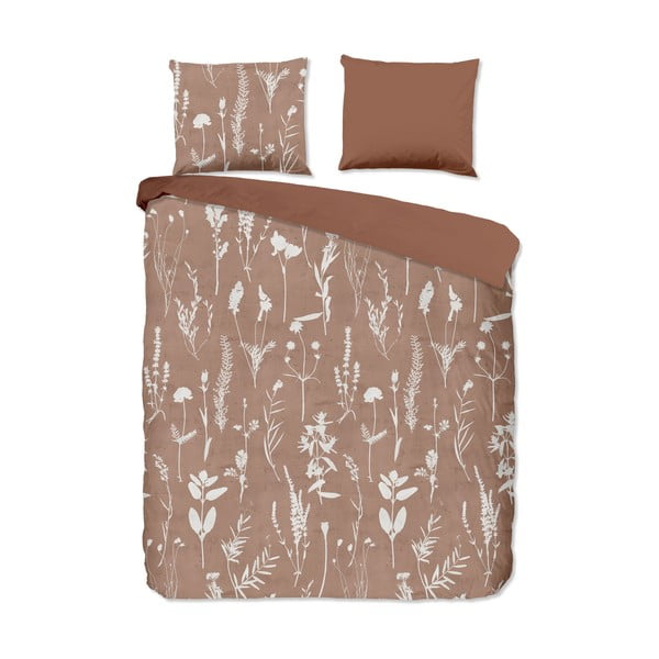 Lenjerie de pat maro din bumbac pentru pat de o persoană, extinsă 140x220 cm Rav – Good Morning