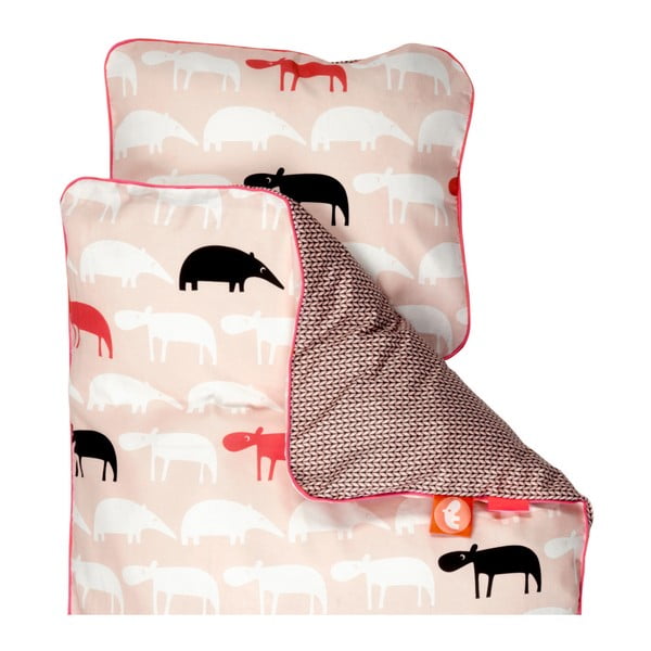 Lenjerie de pat pentru copii Done By Deer Zoopreme, 100 x 140 cm, roz 