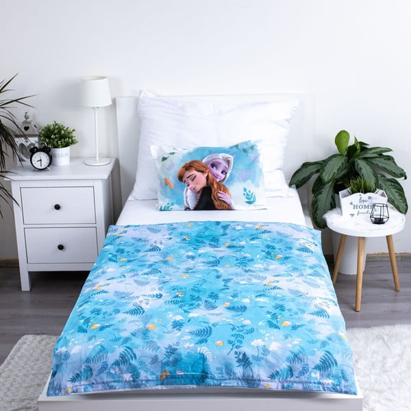 Lenjerie de pat pentru copii albastră din bumbac pentru pătuț 100x135 cm Frozen "Blue" – Jerry Fabrics-image-2