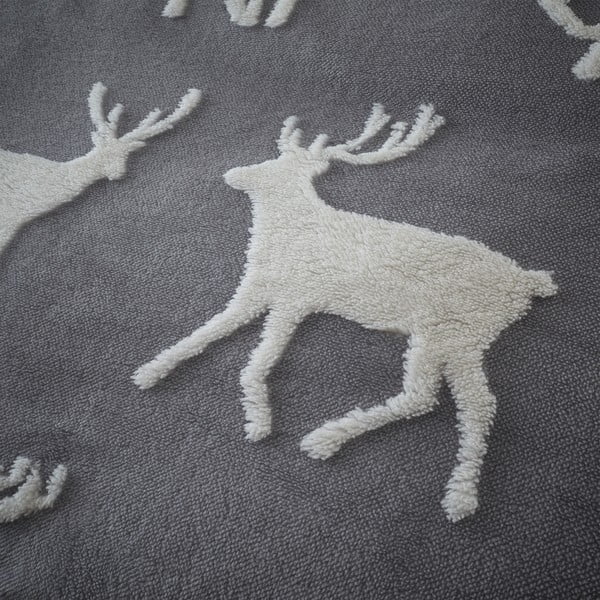 Lenjerie de pat alb-gri 200x200 cm Stag Sherpa - Catherine Lansfield-image-4