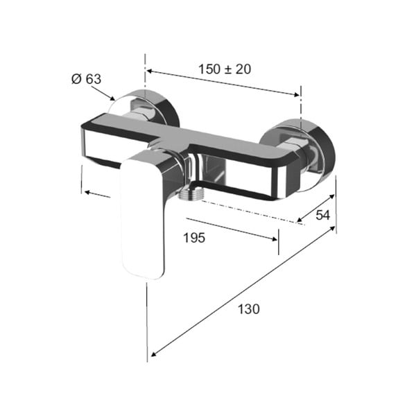 Baterie aurie pentru duș cu montare pe perete (1 ieșire) Spy – Sapho-image-4