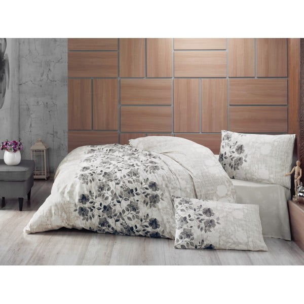 Lenjerie de pat cu cearșaf Lena Grey, 200 x 220 cm