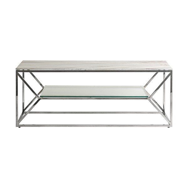 Măsuță de cafea argintie cu blat cu aspect de marmură 60x120 cm Altiplano – Burkina-image-2