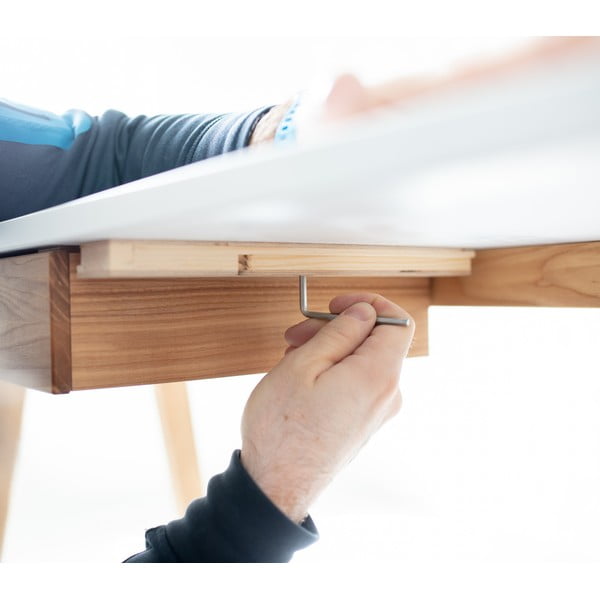 Birou cu bază din lemn de frasin Ragaba Luka, lungime 85 cm, alb-image-4