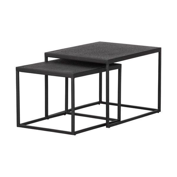 Set 2 măsuțe auxiliare din metal WOOOD Febe, negru