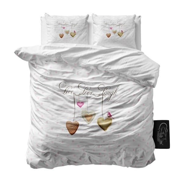 Lenjerie de pat din micropercal Sleeptime Live, Laugh, Love, 200 x 220 cm