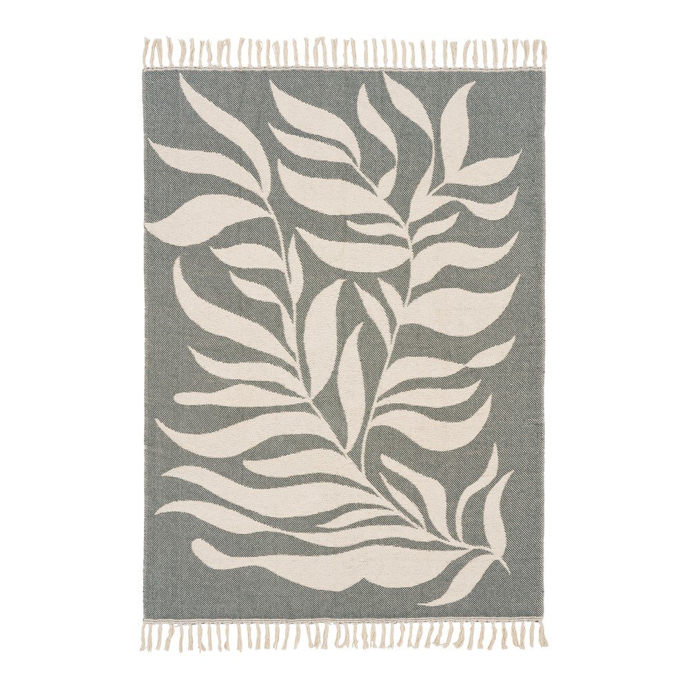 Pătură verde/bej din bumbac 130x180 cm Loni – House Nordic