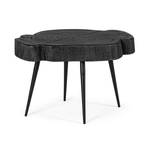 Măsuță de cafea neagră cu blat din lemn de acacia 35x46 cm Zakia – Bizzotto