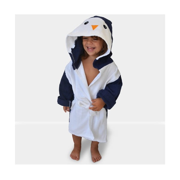 Halat pentru copii alb/albastru S din bumbac Penguin - Rocket Baby-image-2