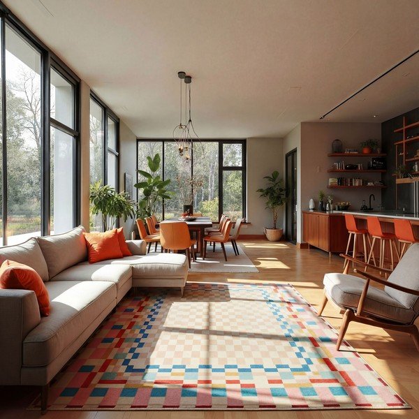 Covor din amestesc de lână 180x230 cm Checkered Border – Flair Rugs-image-1