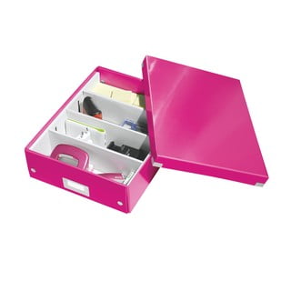 Cutie de depozitare din carton cu capac roz Click&Store - Leitz