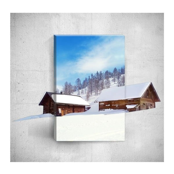 Tablou de perete 3D Mosticx Winter Huts, 40 x 60 cm