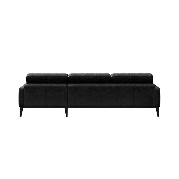 Colțar din piele cu șezlong pe partea stângă MESONICA Musso Tufted, negru-image-3