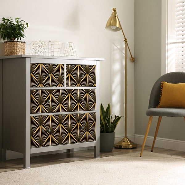 Tapet decorativ pentru mobilier Ambiance Draka, negru - auriu-image-3