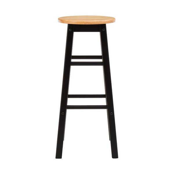 Scaun de bar negru/în culoare naturală din lemn de arbore de cauciuc (înălțime șezut 74 cm) Chester – Premier Housewares-image-2