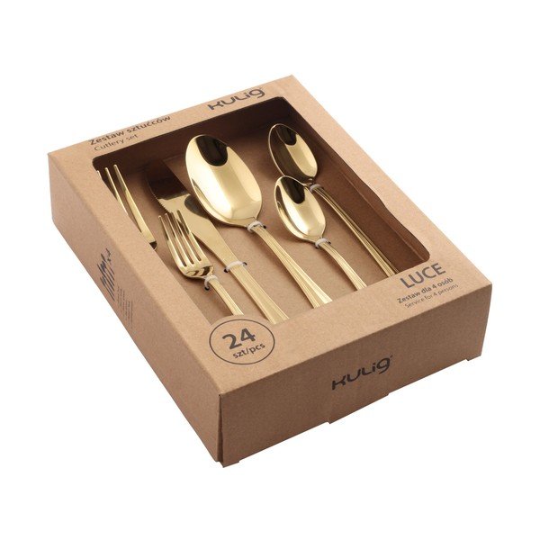 Tacâmuri aurii din oțel inoxidabil 24 buc. pentru 4 persoane Luce – Kulig-image-3