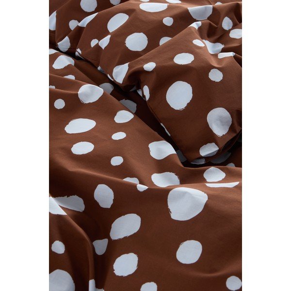 Lenjerie de pat albastru-deschis/maro din bumbac pentru pat dublu/extinsă 200x220 cm Rigmor Dot – Jotex-image-2