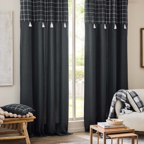 Draperie gri antracit din amestec de bumbac 140x240 cm Everest – douceur d'intérieur-image-3