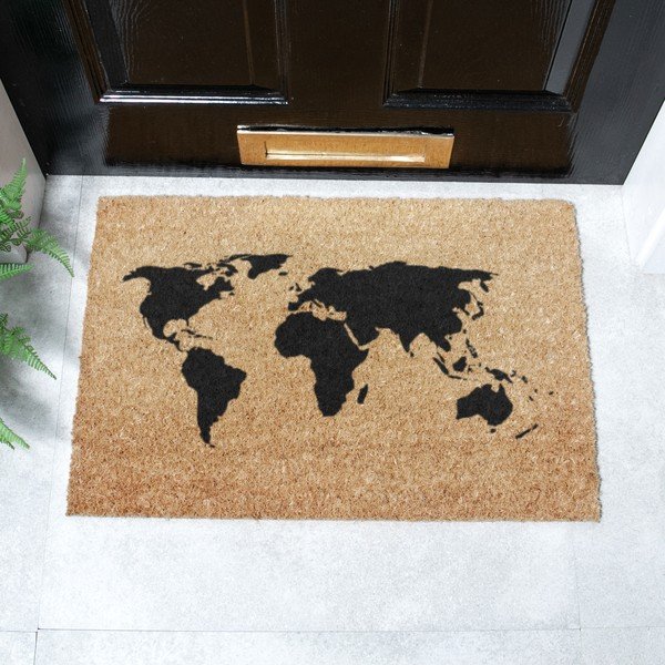 Covoraș de intrare din fibre de nucă de cocos 40x60 cm World Map – Artsy Doormats-image-2
