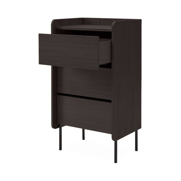 Comodă neagră înaltă cu aspect de lemn de stejar 60x108,5 cm Wrap – Bonami Selection-image-3
