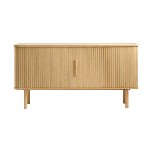 Comodă joasă cu aspect de lemn de stejar cu ușă glisantă 76x160 cm Cavo – Unique Furniture