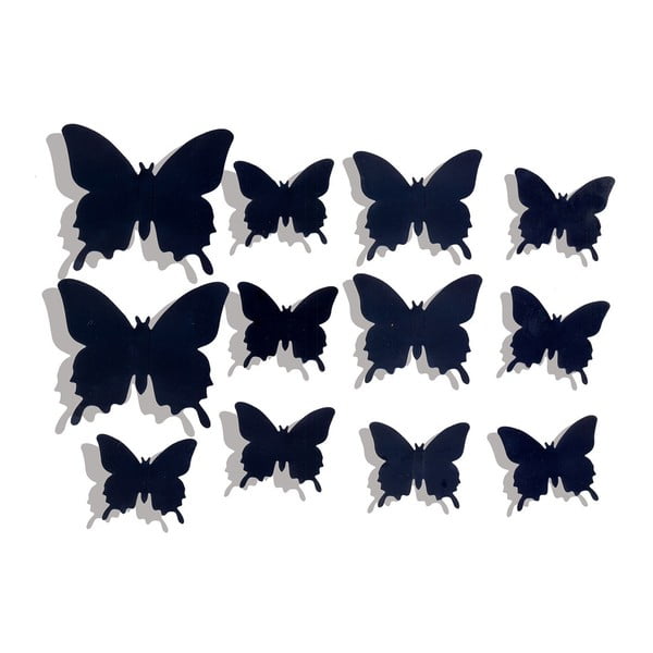 Set 12 autocolante perete LineArtistica Farfalle Nere, negru