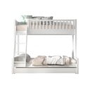 Pat pentru copii  alb supraetajat din lemn masiv de pin cu spațiu de depozitare 140x200/90x200 cm SCOTT – Vipack