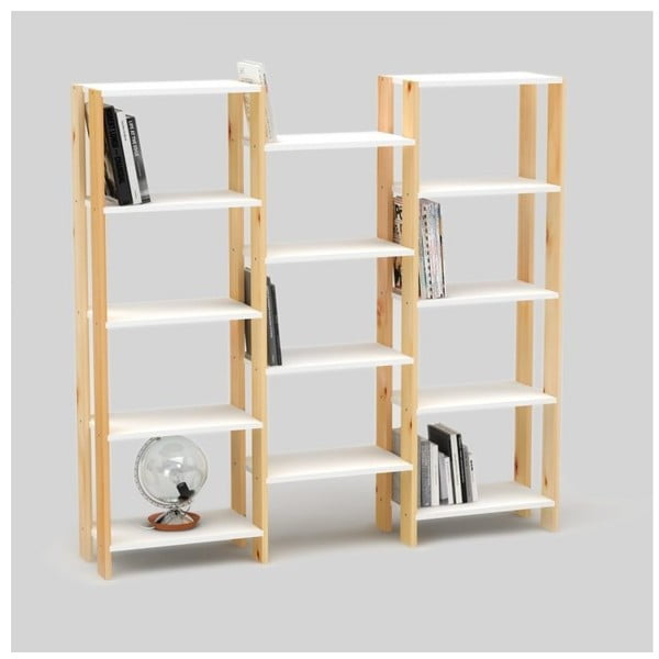 Bibliotecă cu rafturi albe Only Wood Brige Bookshelf