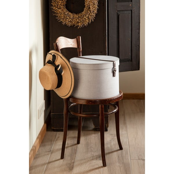 Cutii de depozitare gri-deschis 2 buc. din carton cu capac ø 37,5x25,5 cm Rut Canvas Paper Laminate – Bigso-image-1