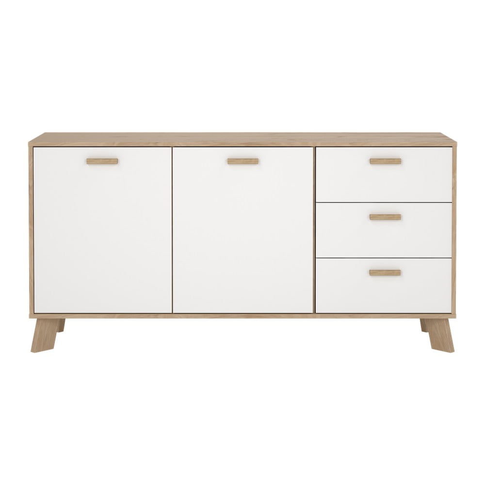 Comodă albă-în culoare naturală cu aspect de lemn de stejar 147x73x39 cm Ikast – Tvilum