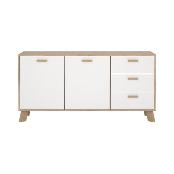 Comodă albă-în culoare naturală cu aspect de lemn de stejar 147x73x39 cm Ikast – Tvilum