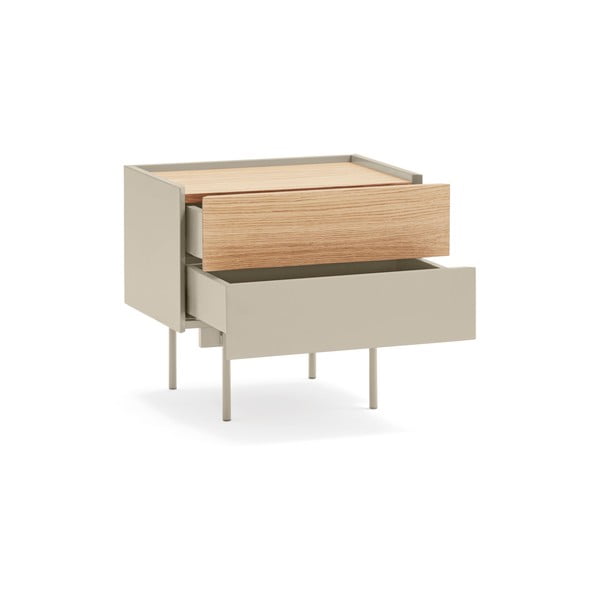 Noptieră bej-natural cu aspect de lemn de stejar Otto – Teulat-image-2