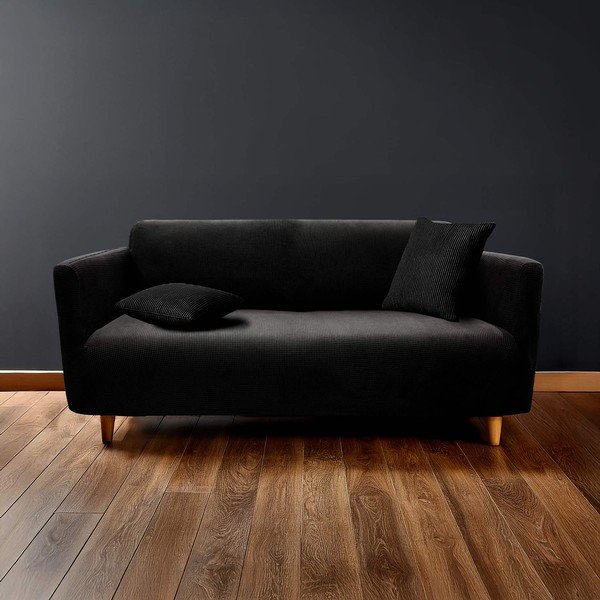 Husă neagră elastică pentru canapea cu 3 locuri Sacha – douceur d'intérieur