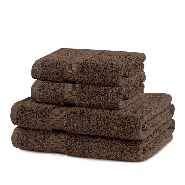 Prosoape de baie maro 4 buc. din bumbac frotir Marina – DecoKing