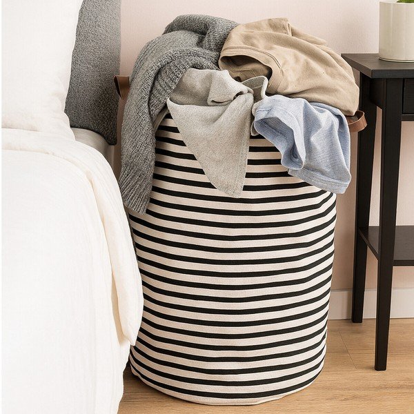 Coș de rufe alb-negru din material textil 54 l Stripe – Premier Housewares-image-2