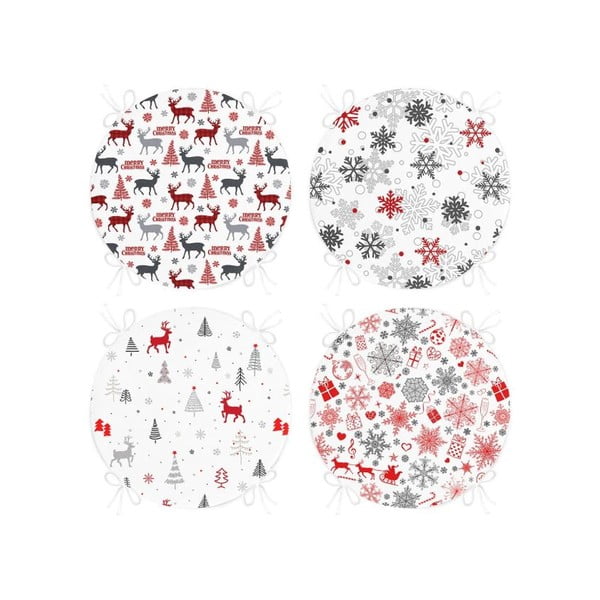 Perne de scaun 4 buc. ø 40 cm  cu model de Crăciun Snowflakes – Mila Home