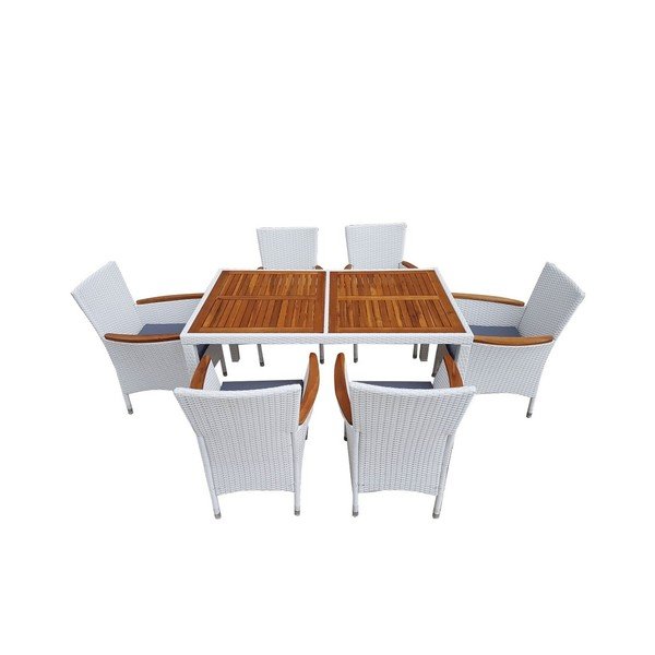Set mobilier de grădină din ratan Paris White, alb-image-1