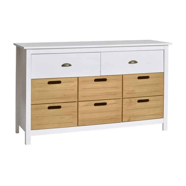 Comodă cu 8 sertare din lemn masiv de pin Marckeric Ibiza, alb-image-1