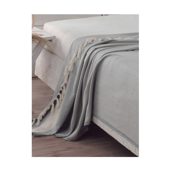 Cuvertură din bumbac pentru pat Baliksirti Grey, 200 x 240 cm-image-1