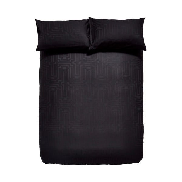 Lenjerie de pat dublă din bumbac satinat negru 200x200 cm - Bianca-image-2