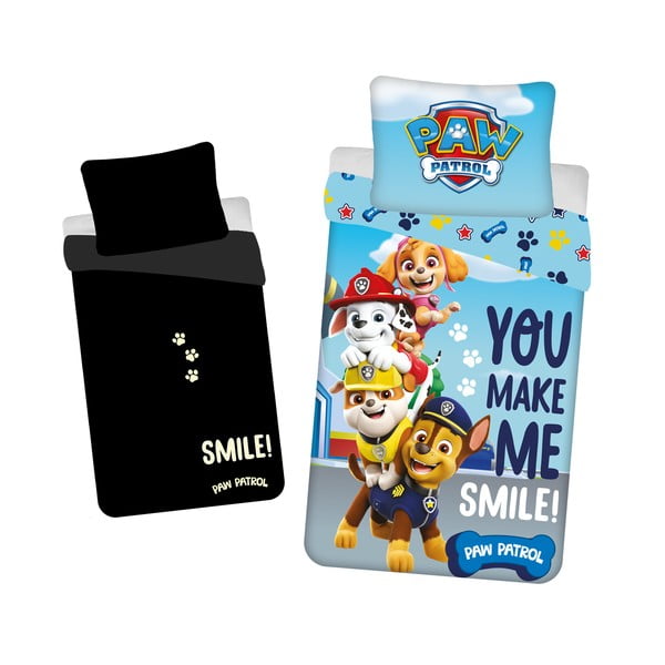 Lenjerie de pat fosforescentă pentru copii din bumbac pentru pat de o persoană 140x200 cm Paw Patrol – Jerry Fabrics