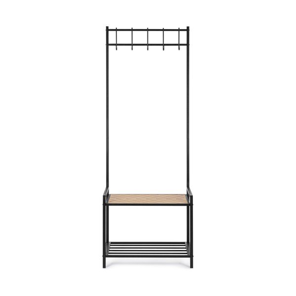 Cuier de perete negru/în culoare naturală cu raft din metal 64,5 cm Haldor – Yes Everyday-image-1