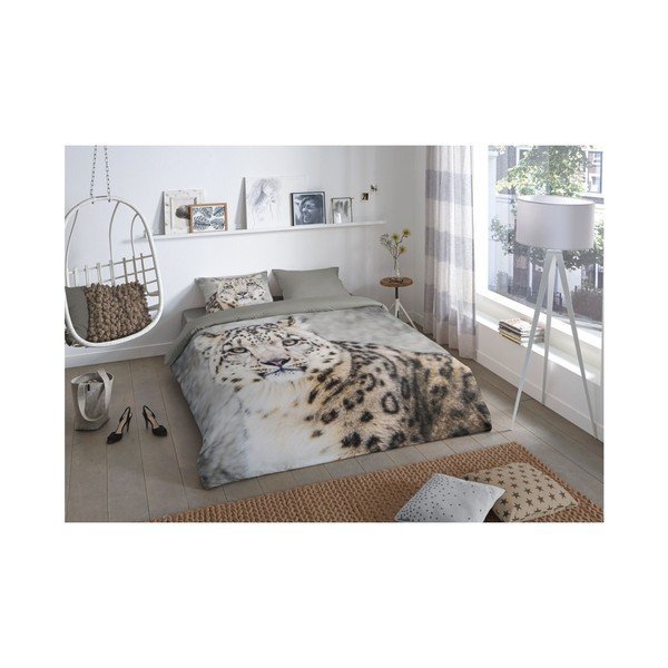 Lenjerie de pat din bumbac Good Morning Premento Snow Leopard, 140 x 200 cm-image-1