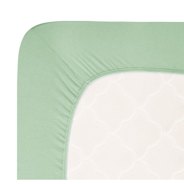 Cearceaf verde din jerseu cu elastic 160x200 cm Boxspring – Andrea Simone-image-1