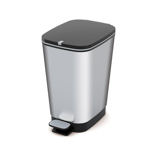 Coș de gunoi argintiu cu pedală din plastic 25 l Chic Bin – KIS